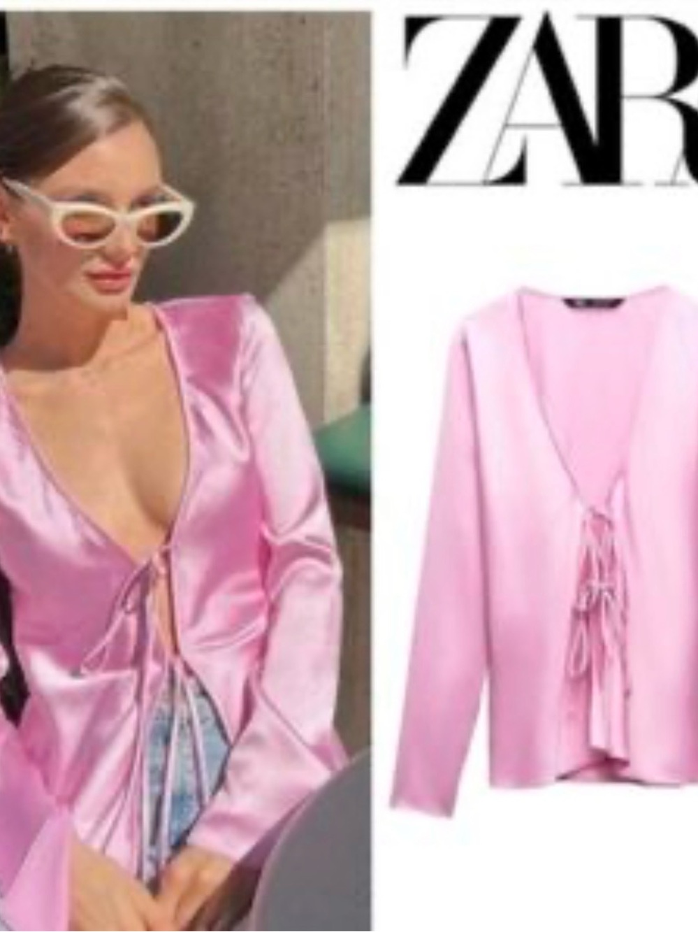 Zara Satin Wrap Top in Light Lavender Pink